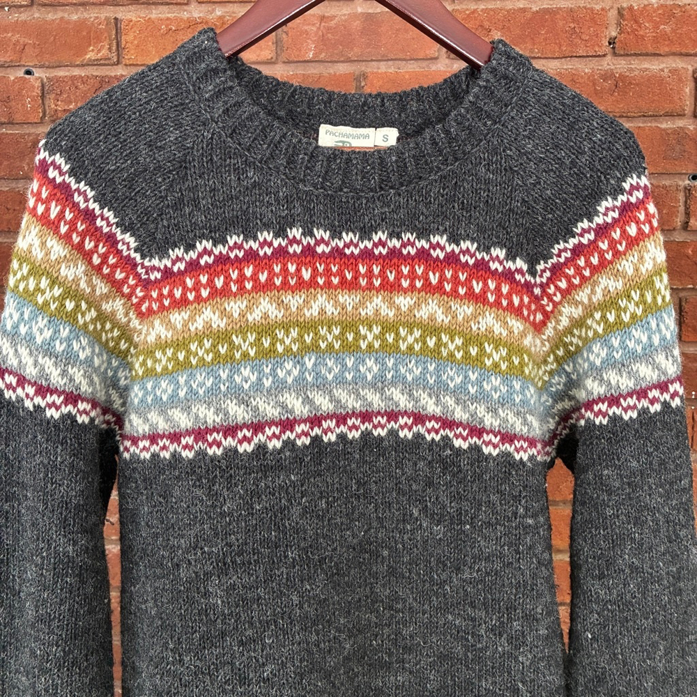 Pachamama 100% Wool Fair Isle Sweater Women’s Sm Scandi Style Nordic Cottagecore - Picture 2 of 15
